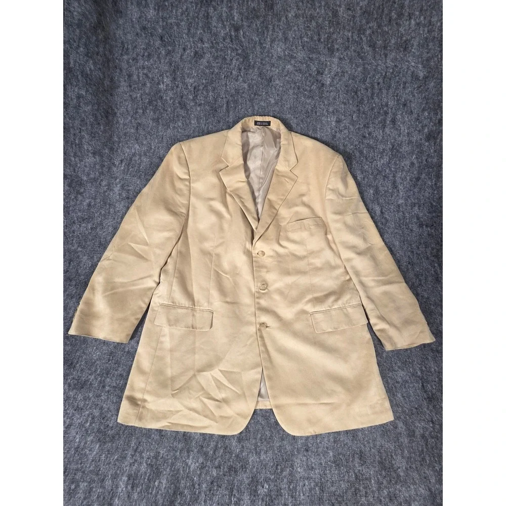 Stafford Faux Suede Blazer Mens Tan Camel 3 Button Sport Coat Jacket Notch 42R